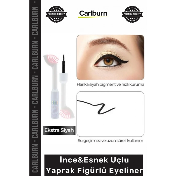 #Eyeliner Yoğun Siyah Pigment Gün Boyu Etkili Kalıcı İnce Esnek Uçlu Yaprak Figürlü Eyeliner