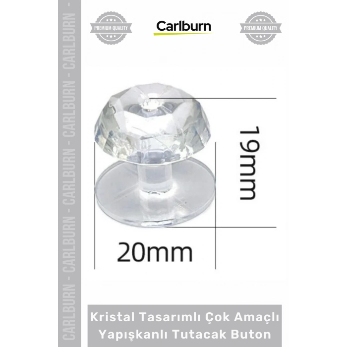 Özel Üretim Elmas Şık Vidasız Kulp 4 Adet Kristal Tasarımlı Çok Amaçlı Yapışkanlı Tutacak Buton