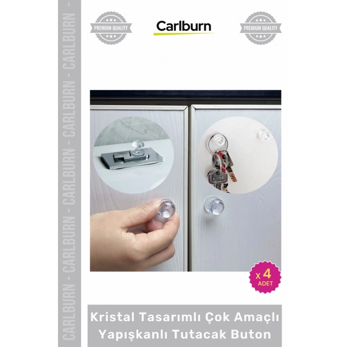 Özel Üretim Elmas Şık Vidasız Kulp 4 Adet Kristal Tasarımlı Çok Amaçlı Yapışkanlı Tutacak Buton