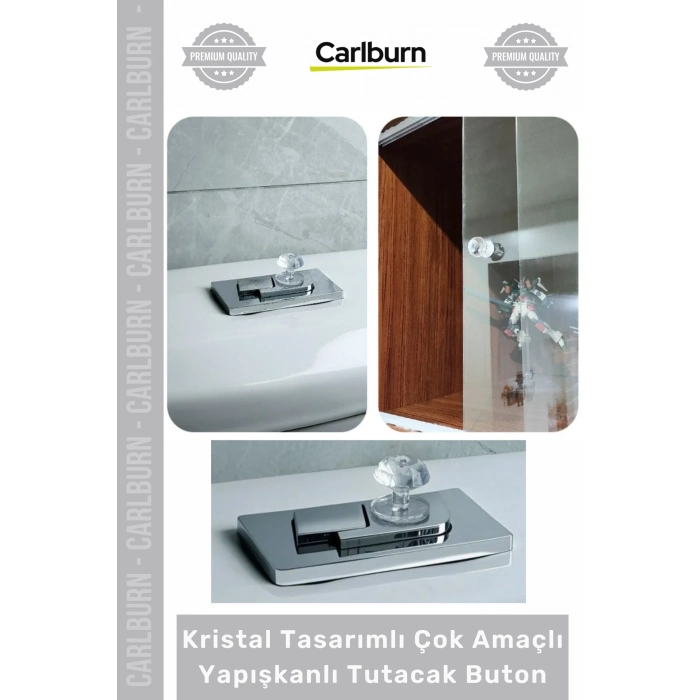 Özel Üretim Elmas Şık Vidasız Kulp 4 Adet Kristal Tasarımlı Çok Amaçlı Yapışkanlı Tutacak Buton