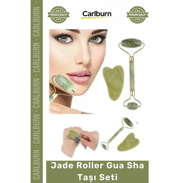Cilt Bakımı Yeşim Taşı Yüz Masajı Sıkılaştırma Doğal Gençleştirici Jade Roller Gua Sha Taşı Seti