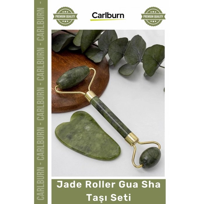 Cilt Bakımı Yeşim Taşı Yüz Masajı Sıkılaştırma Doğal Gençleştirici Jade Roller Gua Sha Taşı Seti