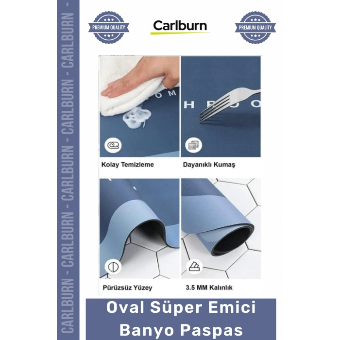 #Paspas Dayanıklı Nappa Deri Hızlı Kuruyan Kaymaz Güvenli Kauçuk Zemin Oval Süper Emici Banyo Paspas