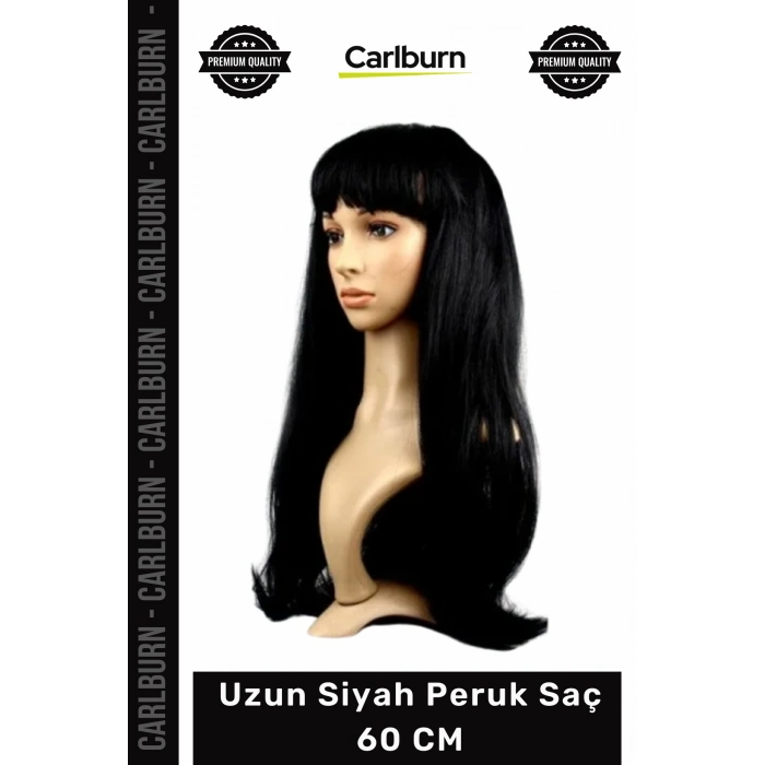 #Peruk Klasik Siyah Renk  Düz Sentetik Hafif Kostüm Parti Sahne Uzun Siyah Peruk Saç 60 CM