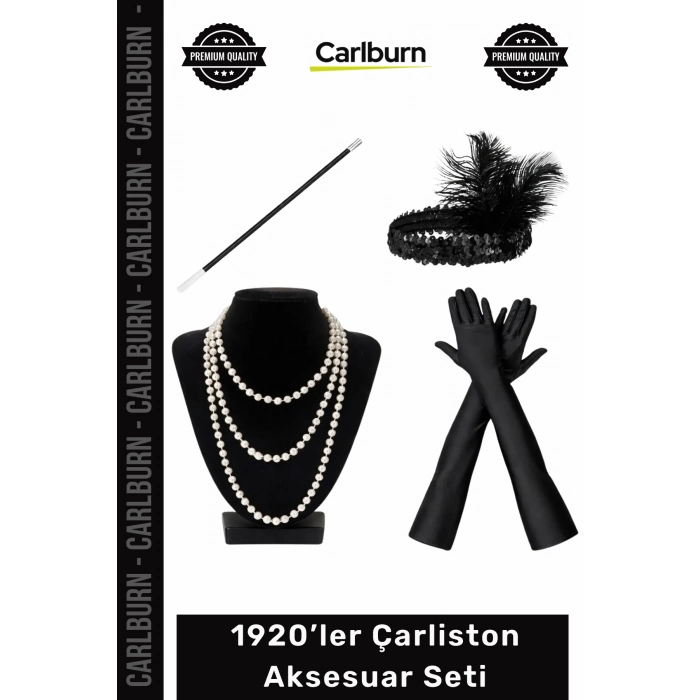 #TakıSeti Retro İnci Kolye Eldiven Sigara Tutucu Siyah Saç Bandı 1920’ler Çarliston Aksesuar Seti