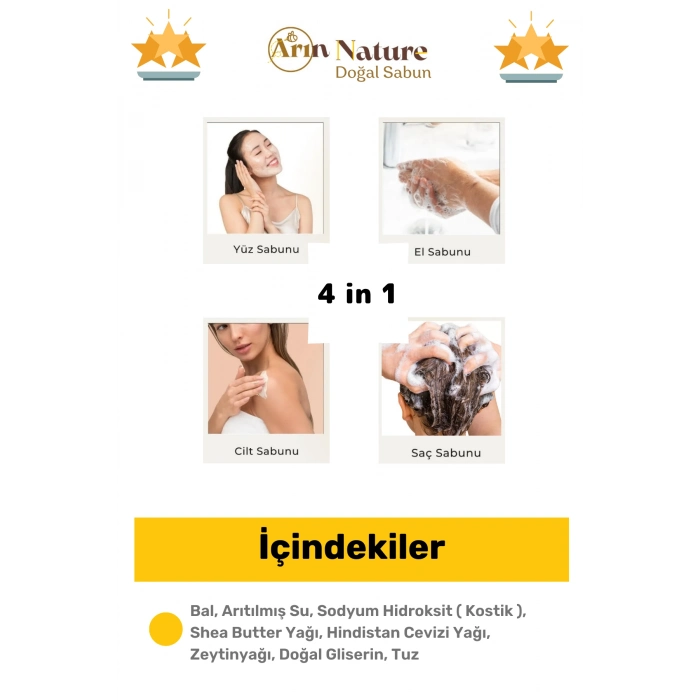 #sabun %100 Doğal Güzel Kokulu El Yüz Saç Cilt Vücut Orijinal Bal Sabunu 120g - 9 Adet