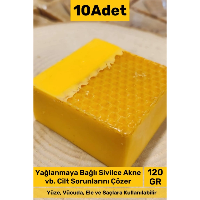 #sabun %100 Doğal Güzel Kokulu El Yüz Saç Cilt Vücut Orijinal Bal Sabunu 120g - 10 Adet