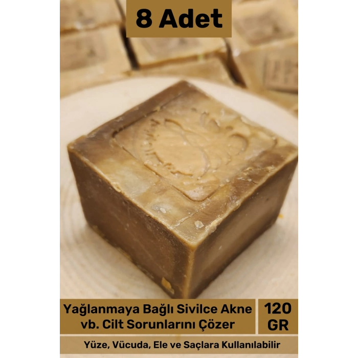 #sabun %100 Doğal Güzel Kokulu El Yüz Saç Cilt Vücut Orijinal Bitkisel Halep Sabunu 120g - 8 Adet