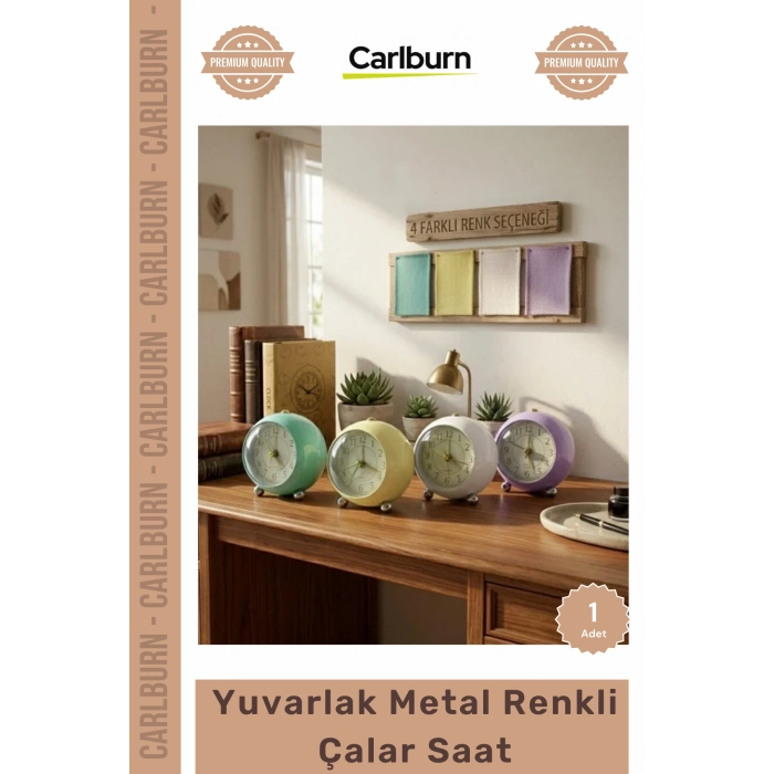 #Saat Modern Dekoratif Işıklı Pilli Masaüstü Estetik Masa Saati Yuvarlak Metal Renkli Çalar Saat