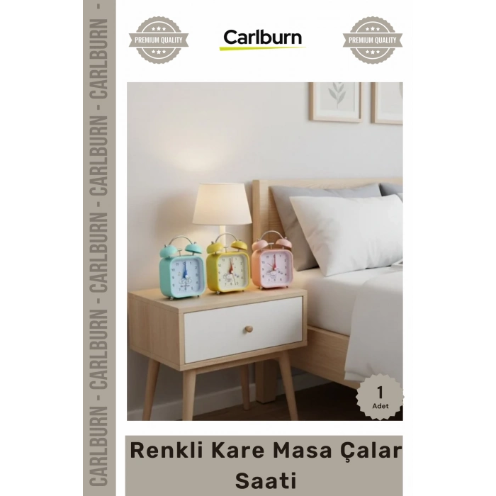 #Saat Retro Nostalji Modern Canlı Dekoratif Kompakt Işıklı Kadran Pilli Renkli Kare Masa Çalar Saat