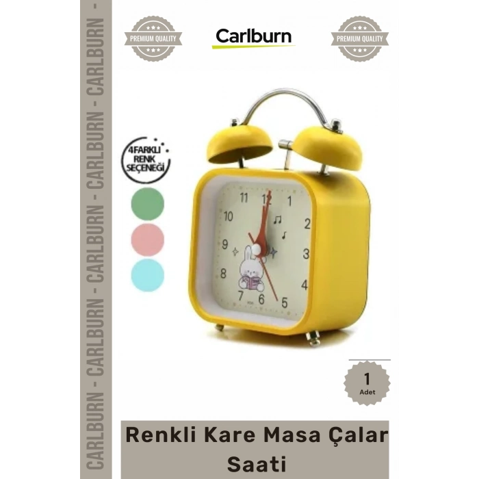 #Saat Retro Nostalji Modern Canlı Dekoratif Kompakt Işıklı Kadran Pilli Renkli Kare Masa Çalar Saat