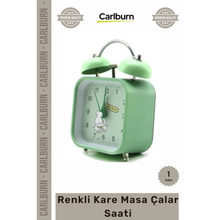 #Saat Retro Nostalji Modern Canlı Dekoratif Kompakt Işıklı Kadran Pilli Renkli Kare Masa Çalar Saat