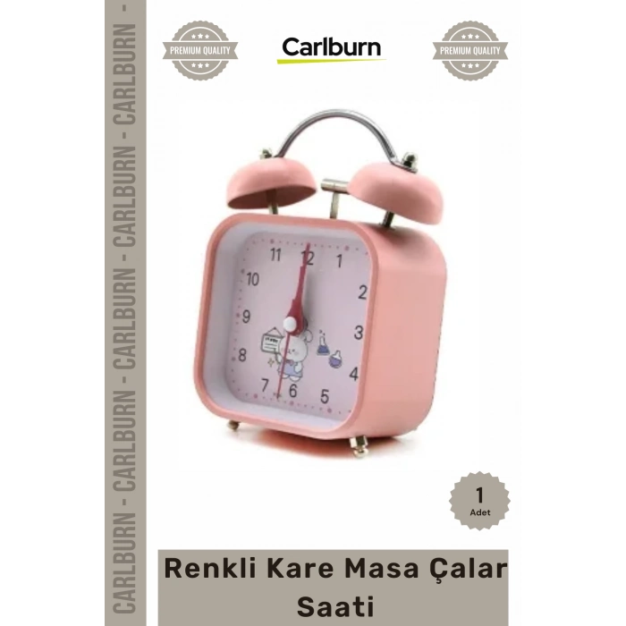 #Saat Retro Nostalji Modern Canlı Dekoratif Kompakt Işıklı Kadran Pilli Renkli Kare Masa Çalar Saat