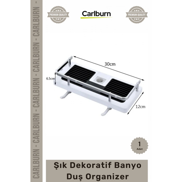 Özel Üretim 24mm Duş Çubuğu Uyumlu Fonksiyonel Şampuanlık Askılı Raf Şık Tasarım Banyo Duş Organizer