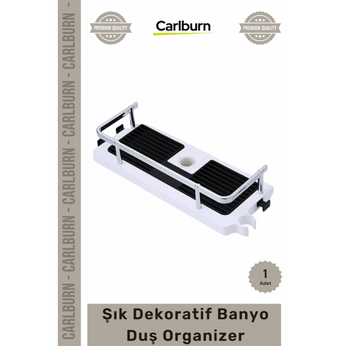 Özel Üretim 24mm Duş Çubuğu Uyumlu Fonksiyonel Şampuanlık Askılı Raf Şık Tasarım Banyo Duş Organizer