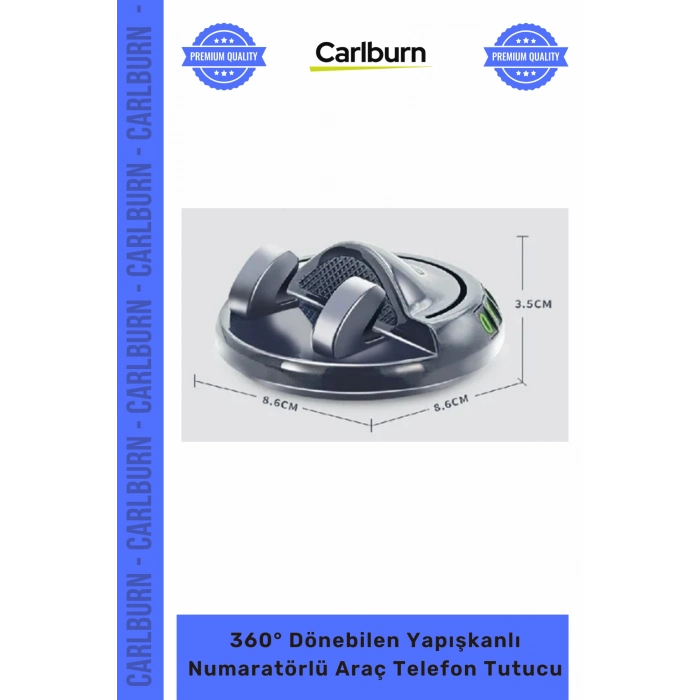 Özel Üretim Silikon Sarsıntı Önleyici 360° Dönebilen Yapışkanlı Numaratörlü Araç Telefon Tutucu