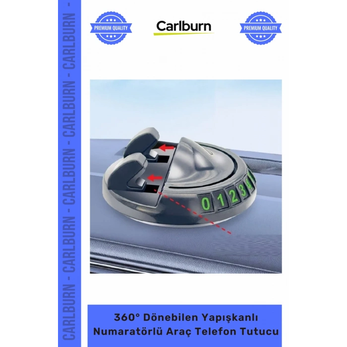 Özel Üretim Silikon Sarsıntı Önleyici 360° Dönebilen Yapışkanlı Numaratörlü Araç Telefon Tutucu