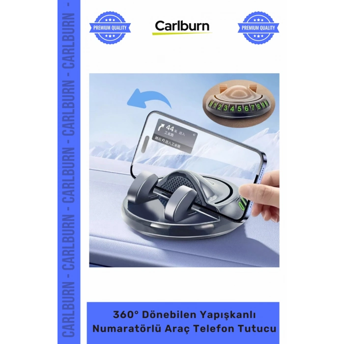 Özel Üretim Silikon Sarsıntı Önleyici 360° Dönebilen Yapışkanlı Numaratörlü Araç Telefon Tutucu