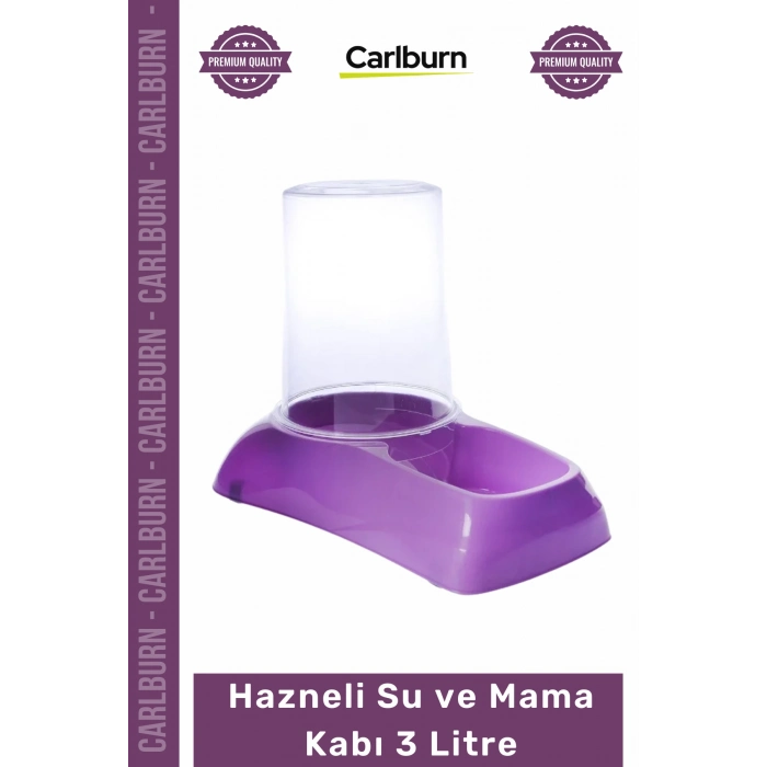 Özel Üretim Dayanıklı Kaliteli Sert Plastik Büyük Boy Kedi Köpek Otomatik Hazneli Su Mama Kabı 3 Lt
