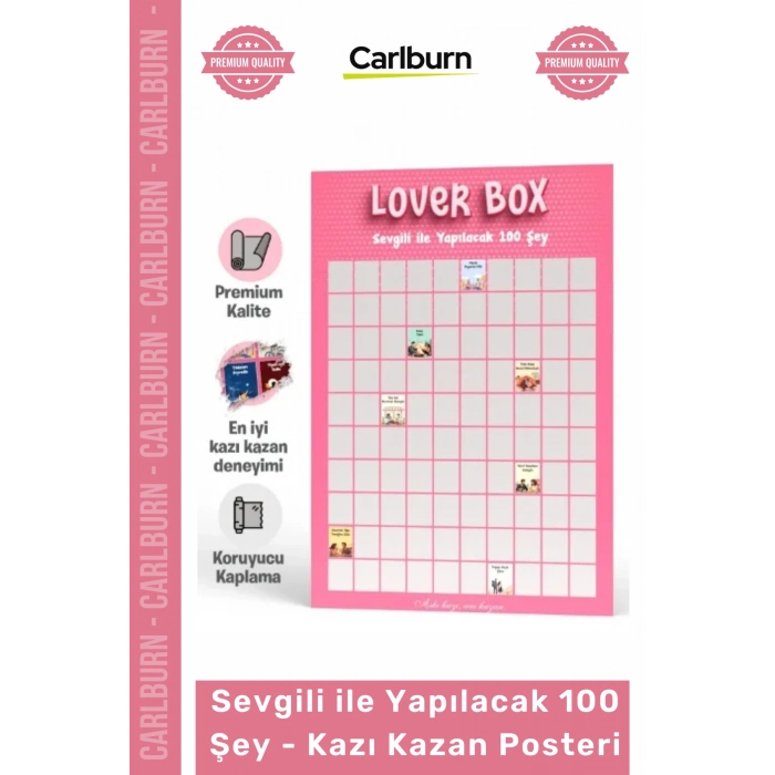 Özel Üretim Romantik Hediye Çiftlere Anı Listesi Sevgili Yapılacak 100 Şey Kazı Kazan Posteri