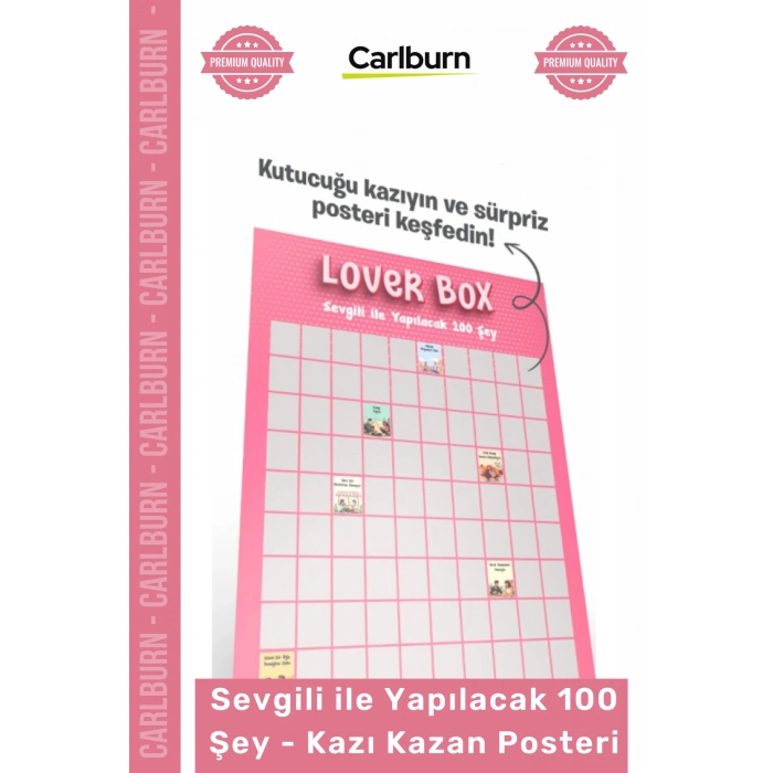 Özel Üretim Romantik Hediye Çiftlere Anı Listesi Sevgili Yapılacak 100 Şey Kazı Kazan Posteri