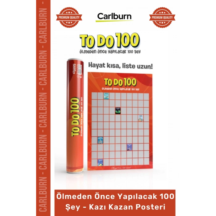 Özel Üretim Hediye Dekoratif İnteraktif Liste Ölmeden Önce Yapılacak 100 Şey Kazı Kazan Posteri