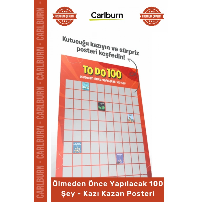 Özel Üretim Hediye Dekoratif İnteraktif Liste Ölmeden Önce Yapılacak 100 Şey Kazı Kazan Posteri