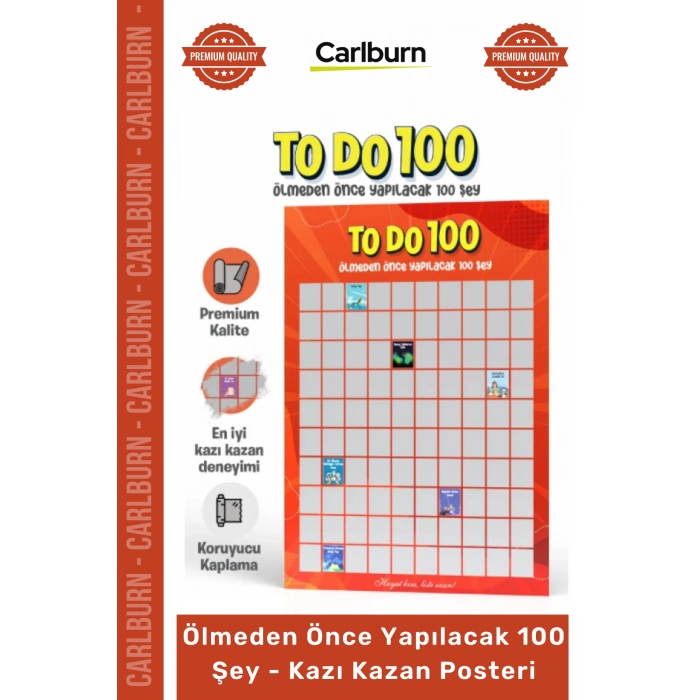 Özel Üretim Hediye Dekoratif İnteraktif Liste Ölmeden Önce Yapılacak 100 Şey Kazı Kazan Posteri
