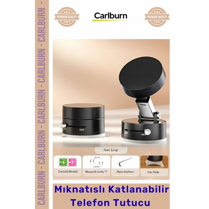 Özel Üretim Torpido Cam Vakumlu Araç 360 Derece Döner Güçlü Mıknatıslı Katlanabilir Telefon Tutucu