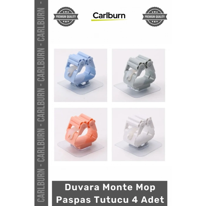 Özel Üretim Yapışkanlı Askı Aparat Organizatör Plastik Pratik Duvara Monte Mop Paspas Tutucu 4 Adet