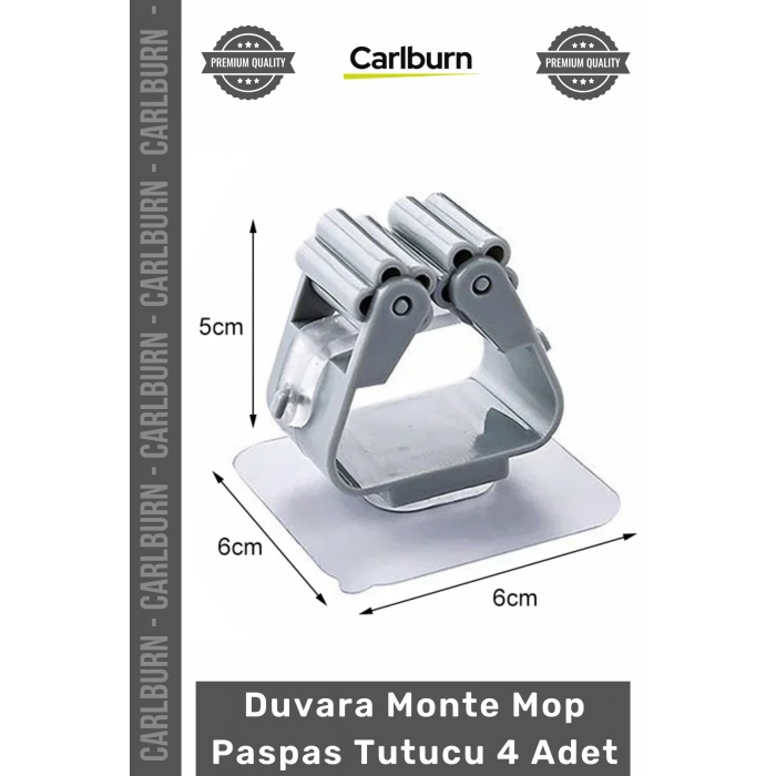 Özel Üretim Yapışkanlı Askı Aparat Organizatör Plastik Pratik Duvara Monte Mop Paspas Tutucu 4 Adet