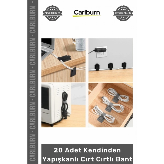 Özel Üretim Güçlü Yapışkanlı Kablo Düzenleme Pratik 20 Adet Kendinden Yapışkanlı Cırt Cırtlı Bant