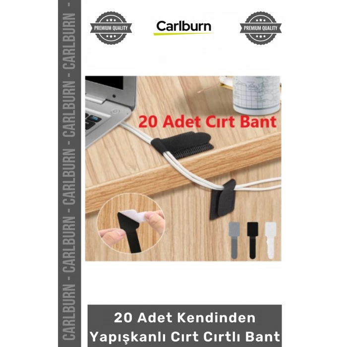 Özel Üretim Güçlü Yapışkanlı Kablo Düzenleme Pratik 20 Adet Kendinden Yapışkanlı Cırt Cırtlı Bant