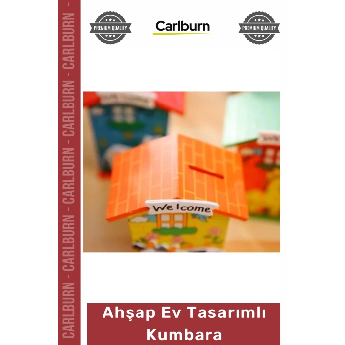 Hediyelik Eğitici Çocuk Odası Dekoratif Hayvan Figürlü Doğal Şık Kaliteli Ahşap Ev Tasarımlı Kumbara