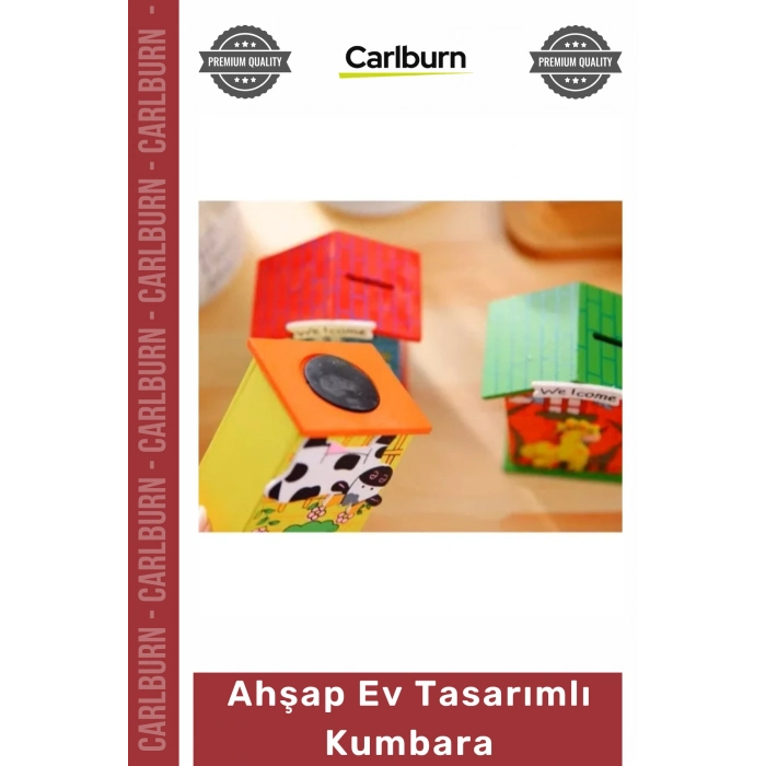 Hediyelik Eğitici Çocuk Odası Dekoratif Hayvan Figürlü Doğal Şık Kaliteli Ahşap Ev Tasarımlı Kumbara