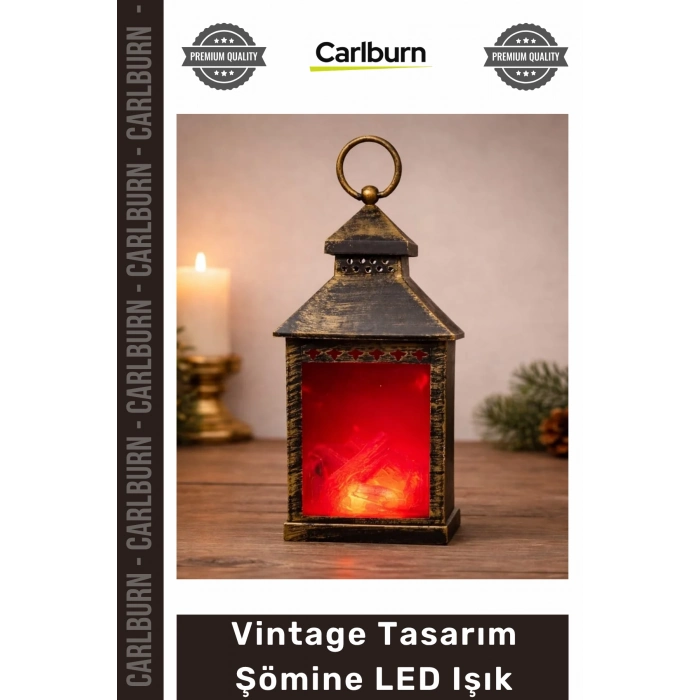 Özel Üretim Dekoratif Ateş Efektli Nostaljik Pilli Gece Lambası Vintage Tasarım Şömine LED Işık