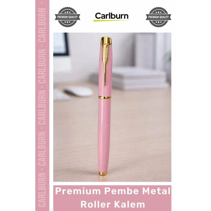 #Kalem Hediye Promosyon Lazer Baskı Logo Uygulanabilir Metal Gövde Premium Pembe Metal Roller Kalem