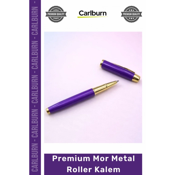 #Kalem Lazer Baskı Promosyon Hediye Lüks Ofis İmza Kalemi Altın Premium Mor Metal Roller Kalem