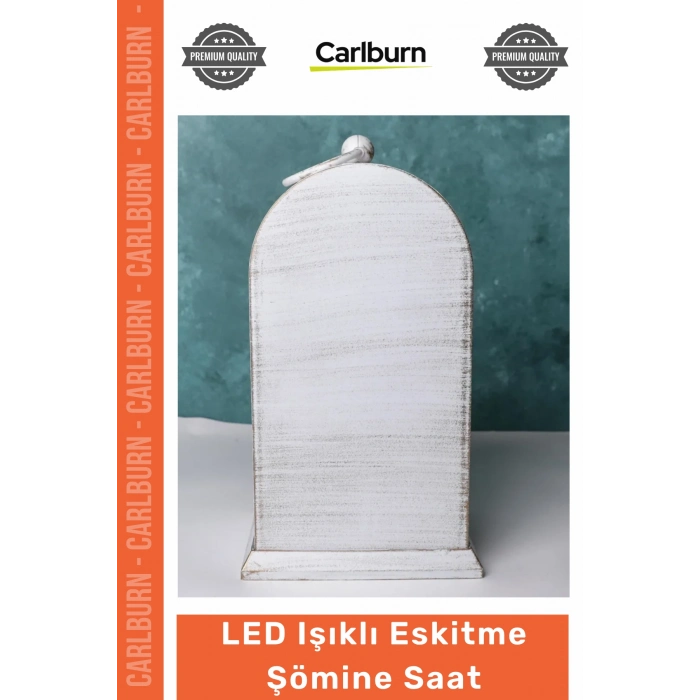 #Saat Vintage Dekoratif Masa Saati Nostaljik Analog Alev Efektli LED Işıklı Eskitme Şömine Saat