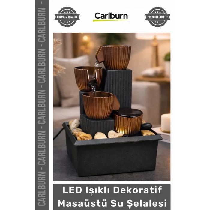 Özel Üretim Modern Sessiz USB Şık Doğal Taşlı Meditasyon LED Işıklı Dekoratif Masaüstü Su Şelalesi