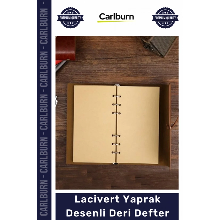 Özel Üretim Vintage Eskitme Şık Günlük Hediye Ajanda Hatıra Lacivert Yaprak Desenli Deri Defter