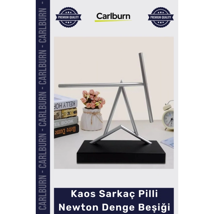 Özel Üretim Modern Ofis Dekorasyon Kinetik Sanat Heykeli 40 cm Kaos Sarkaç Pilli Newton Denge Beşiği