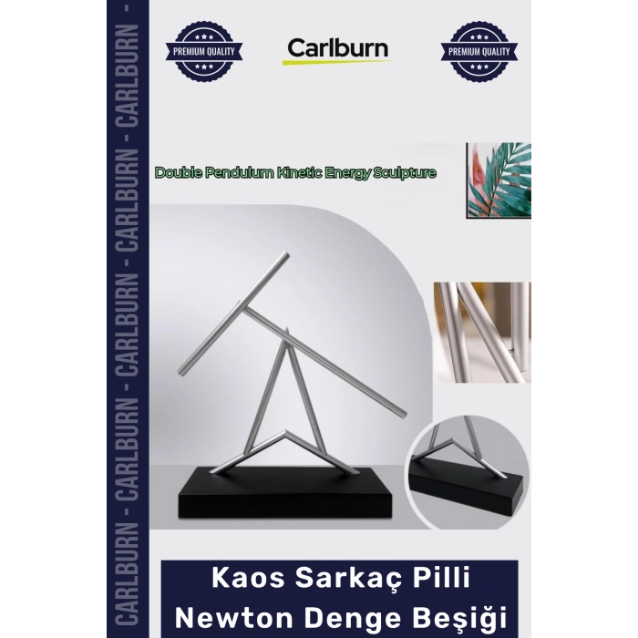 Özel Üretim Modern Ofis Dekorasyon Kinetik Sanat Heykeli 40 cm Kaos Sarkaç Pilli Newton Denge Beşiği