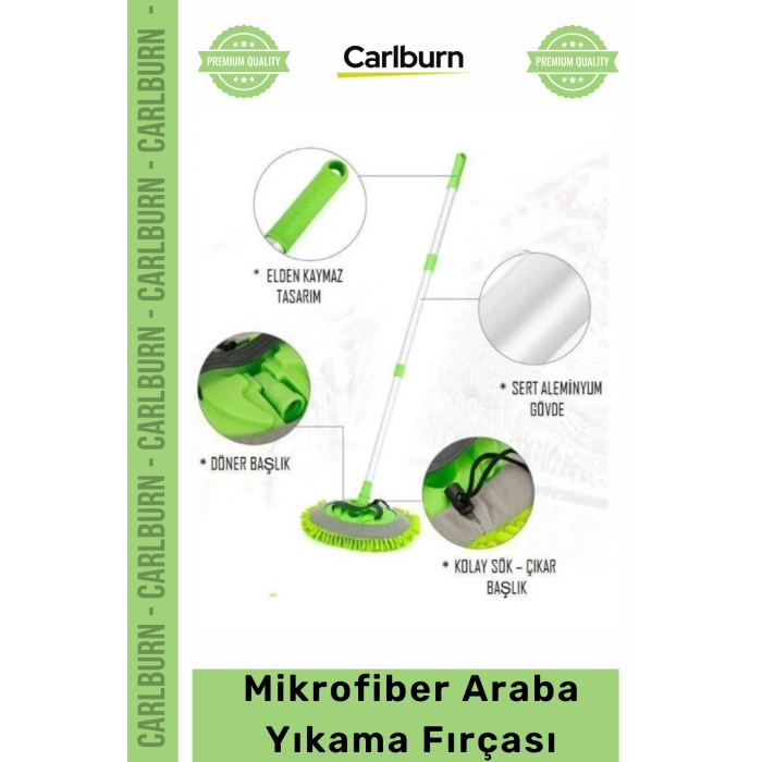 Özel Üretim Teleskopik Saplı Çizmez Uzayan Profesyonel Yedek Bezli Mikrofiber Araba Yıkama Fırçası