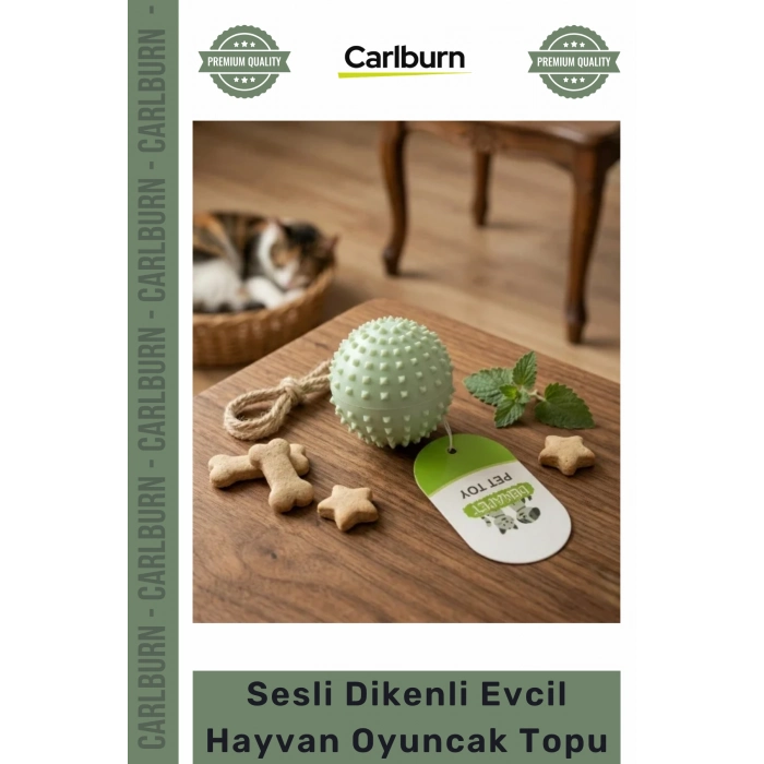 Özel Üretim Dayanıklı Kauçuk Diş Kaşıyıcı Kedi Köpek Çiğneme Sesli Dikenli Evcil Hayvan Oyuncak Topu