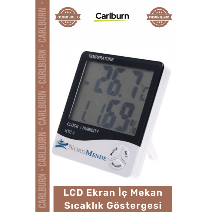 Özel Üretim Dijital Termometre Nem Ölçer Saat Alarm Özellikli LCD Ekran İç Mekan Sıcaklık Göstergesi