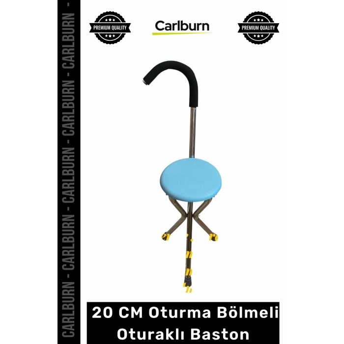 #Baston Dayanıklı Ergonomik Katlanabilir Hafif Kaymaz Taban 20 CM Oturma Bölmeli Oturaklı Baston