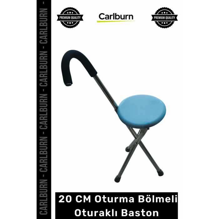 #Baston Dayanıklı Ergonomik Katlanabilir Hafif Kaymaz Taban 20 CM Oturma Bölmeli Oturaklı Baston