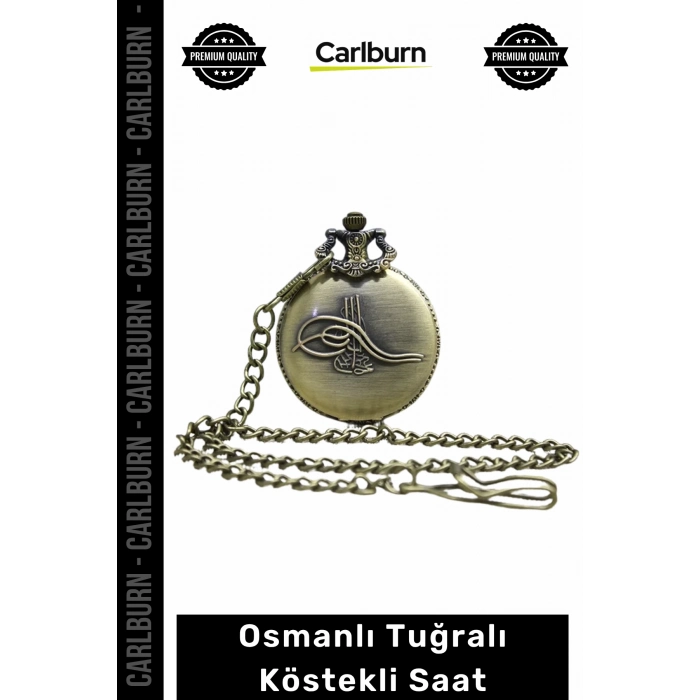 Özel Üretim Bronz Kaplama Nostaljik Otantik Antika Görünümlü Osmanlı Tuğralı Köstekli Saat