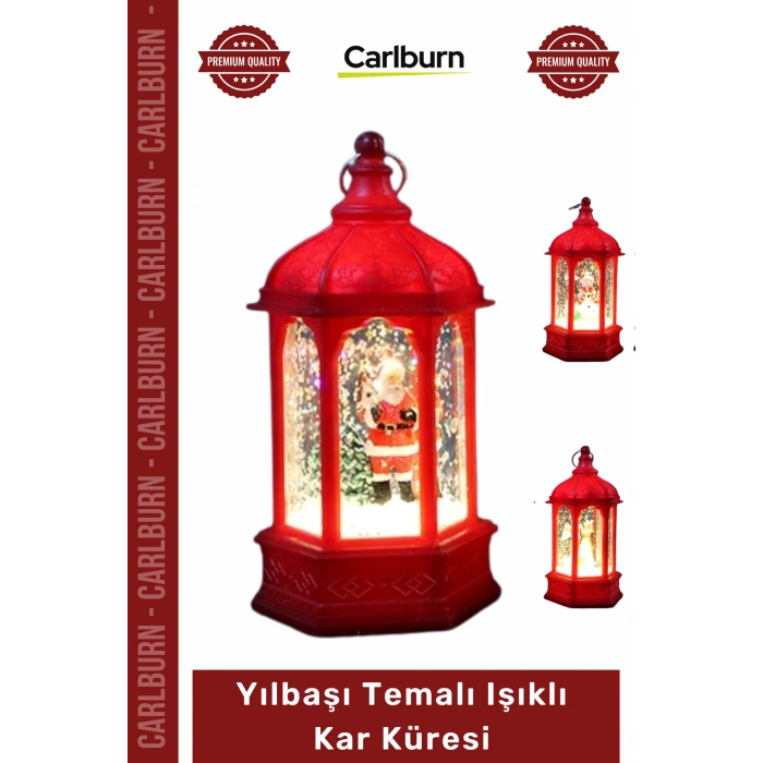 #KarKüresi Dekoratif Noel Baba LED Işıklı Nostaljik Fener Yılbaşı Temalı Işıklı Kar Küresi Kırmızı